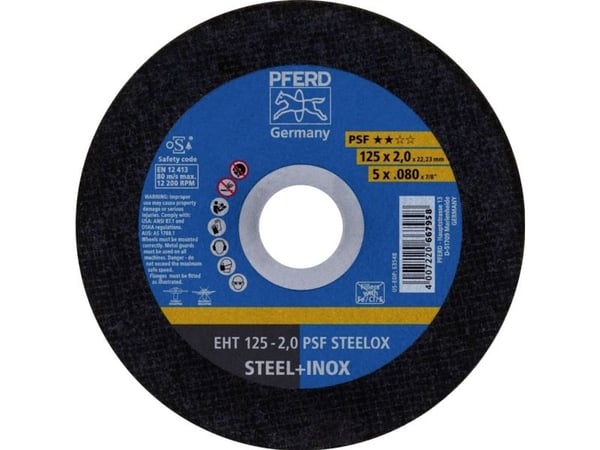 PFERD 69120850, Kappeskive, Flat senter, Rustfritt stål, Stål, Alle merker, 2,22 cm, 12,5 cm