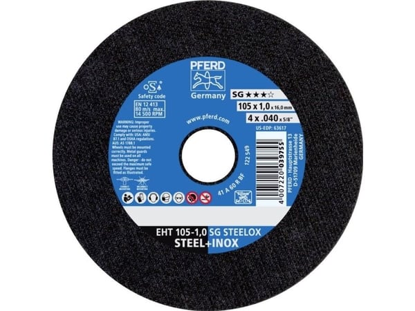 PFERD 69121043, Kutteskive, 10,5 cm, Alle merker, Flatt senter, 1,6 cm, 1 mm