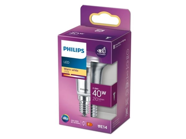 Philips - LED-pære for søkelys - form: R50 - E14 - 2.8 W (ekvivalent 40 W) - klasse F - varmt hvitt lys - 2700 K