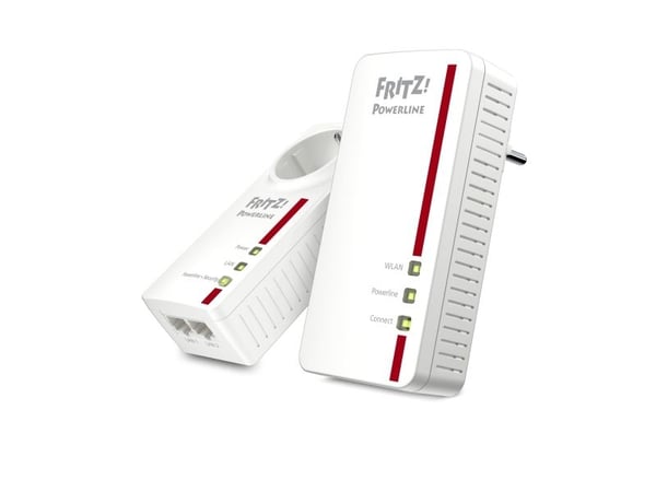 FRITZ!Powerline 1260E - WLAN Set - strømlinjeadaptersett 1GbE, HomePlug AV (HPAV) 2.0, IEEE 1901 - Wi-Fi 5 - Dobbeltbånd - veggpluggbar