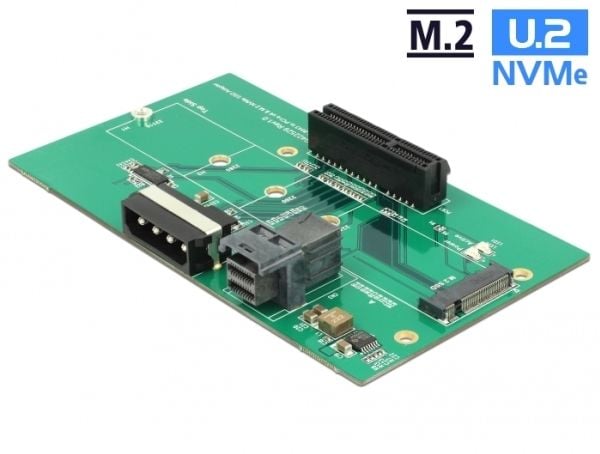 DeLOCK Adapter - U.2 SFF-8643 > PCIe x4 eller M.2 Key M Slot - NVM Express (NVMe) - 2 x LED-indikatorer for strøm og aktivitet