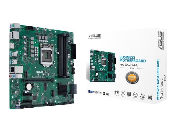 ASUS Pro Q570M-C/CSM - Hovedkort - micro ATX - LGA1200-sokkel - Q570 Chipset - USB 3.2 Gen 2, USB-C Gen1, USB 3.2 Gen 1 - Gigabit LAN - innbygd gra...