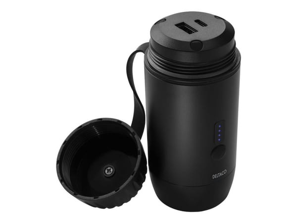 DELTACO PB-Q1002 - Strømbank - 15000 mAh - 55.5 Wh - 15 watt - 3 A - 2 utgangskontakter (USB, USB-C) - svart