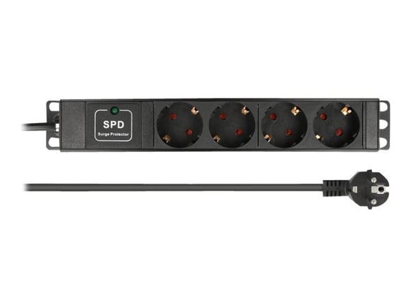 DeLOCK 66818, 4 AC-pistorasia(a), Tyyppi F, 220 - 250 V, 3500 W, Type F (Schuko), Musta