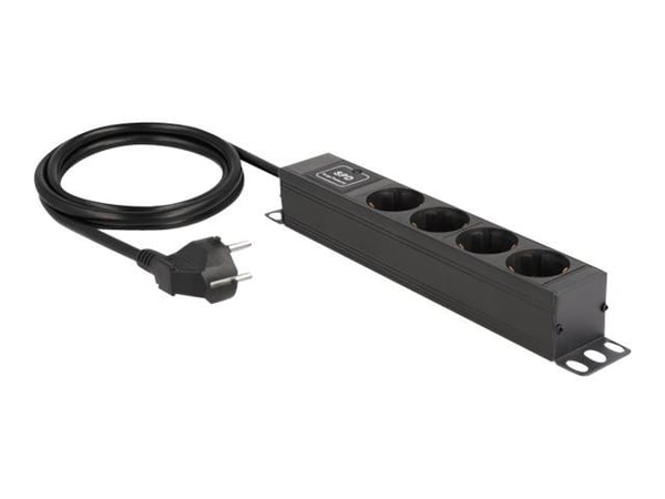 DeLOCK 66818, 4 AC-pistorasia(a), Tyyppi F, 220 - 250 V, 3500 W, Type F (Schuko), Musta