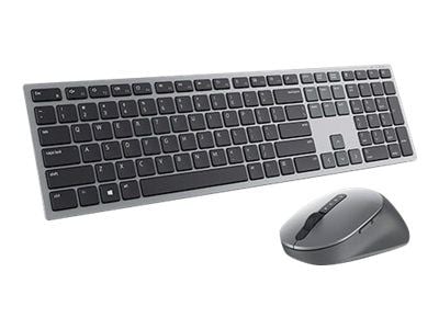 Dell Pro Plus Keyboard and Mouse KM7321W - Tastatur- og mussett - trådløs - 2.4 GHz, Bluetooth 5.0 - QWERTY - US International - titangrå - med 3 y...
