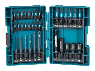 Makita Impact Black - Sett for skrutrekker, borspiss og sokler - 33 deler - 5 mm, 4 mm, 3 mm, 2.5 mm, 3.5 mm, 4.5 mm - torx, phillips, pozidriv - T...