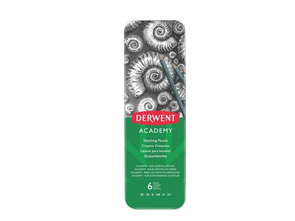 Derwent Academy skitseblyant 3B-2H med 6 stk. ass. størrelser - (6 stk.)