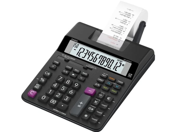 Strimmelregner Casio HR-200RCE Euro m/stort 12 cifret display
