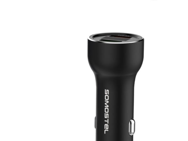 Somostel charger METAL CAR 5A BLACK METER + CABLE IPHONE 30W 2XUSB DUAL QUICK CHARGE QC 3.0 METAL SMS-A89 B