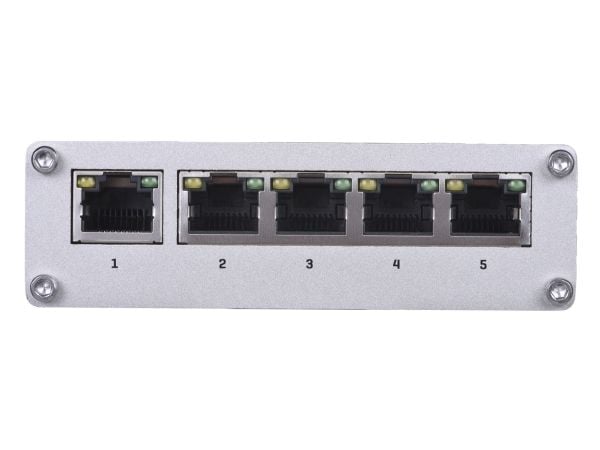 Teltonika TSW110 - Switch - ikke-styrt - 5 x 10/100/1000 - DIN-skinnemonterbar, overflatemonterbar - Passive PoE - DC-strøm
