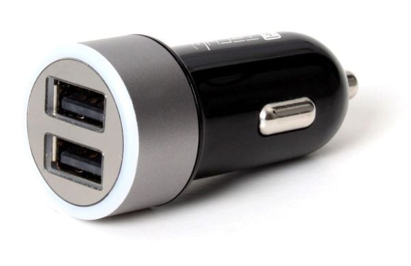TECHly - Bilstrømadapter - 24 watt - 4.8 A - 2 utgangskontakter (USB) - svart og grå