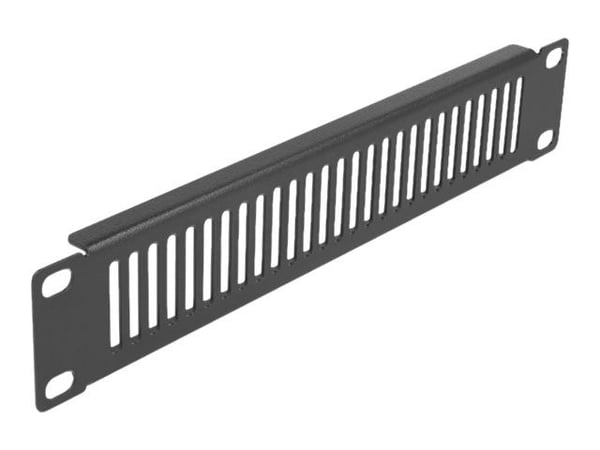 Delock - Rackpanel (vertikal) - med ventlasjonsspor - svart - 1U - 10"