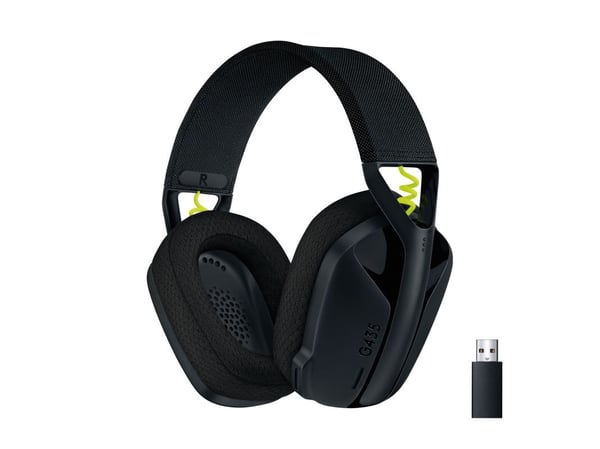 Logitech G435 LIGHTSPEED - Hodesett - Full størrelse - 2,4 GHz - Trådløs - USB - Svart