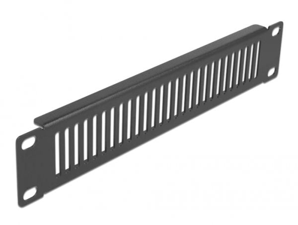 Delock - Rackpanel (vertikal) - med ventlasjonsspor - svart - 1U - 10"
