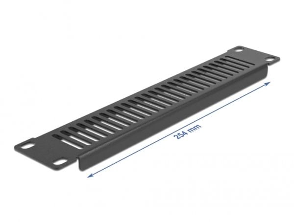 Delock - Rackpanel (vertikal) - med ventlasjonsspor - svart - 1U - 10"