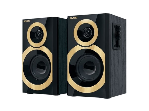 SVEN SPS-619, 2,0 kanaler, trådbunden, 20 W, 70 - 22000 Hz, svart, guld