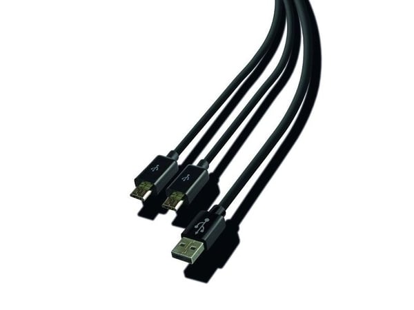 Steelplay Double Play & Charge - Laddnings-/datakabel - USB hane till mikro-USB typ B hane - 3 m - svart - för Sony PlayStation 4, Sony PlayStation...