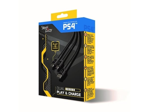 Steelplay Double Play & Charge - Laddnings-/datakabel - USB hane till mikro-USB typ B hane - 3 m - svart - för Sony PlayStation 4, Sony PlayStation...