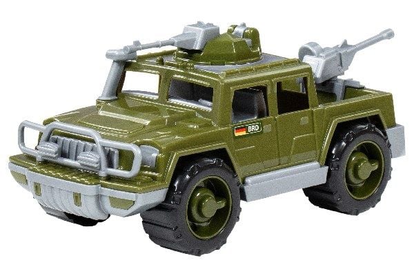 Jeep militær med gevær 32x16x15,5 cm armygrønn