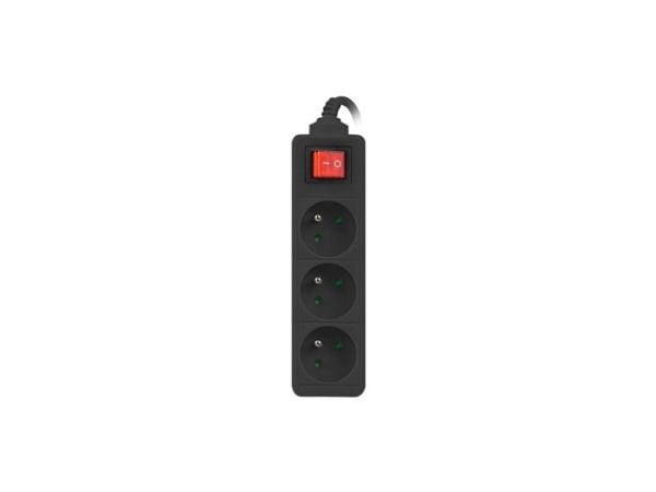 Lanberg PS1-03E-0300-BK, 3 m, 3 AC-pistorasia(a), Sisä- ja ulkotila, Tyyppi E, IP20, 1 mm²