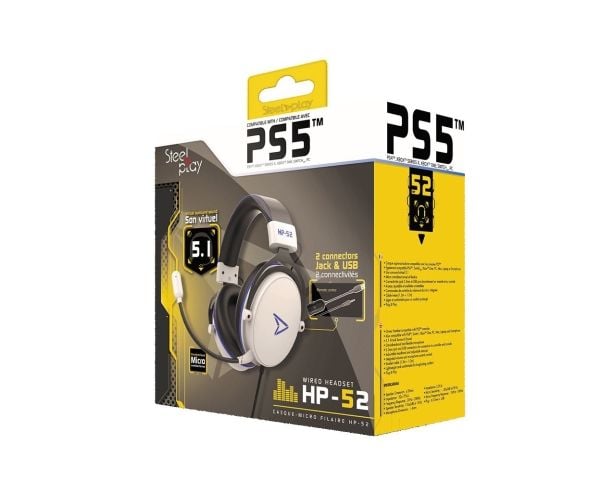 Steelplay HP52 - Headset - fullstorlek - kabelansluten - USB, 3,5 mm kontakt - vit