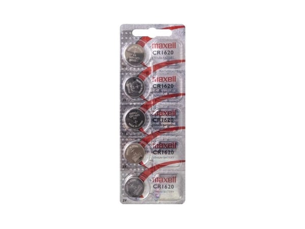 Maxell 18586500, Engangsbatteri, CR1620, Sink-mangandioksid (Zn/MnO2), 3 V, 5 stykker, 80 mAh