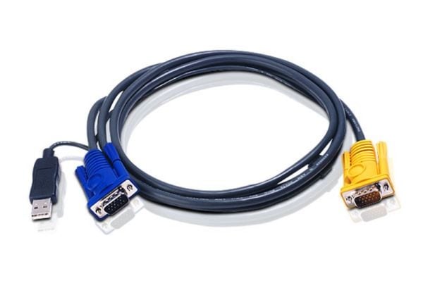 ATEN 2L-5202UP - Tastatur / video / musekabel (KVM) - USB, HD-15 (VGA) (hann) til HD-15 (VGA) (hann) - 1.8 m