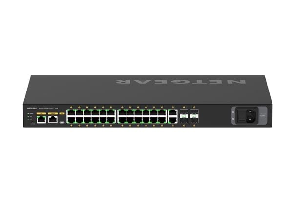 NETGEAR AV Line GSM4230P-100EUS - Switch - L3 - Administrert - 24 x 10/100/1000 (PoE+) + 2 x 10/100/1000 + 4 x 1000Base-X SFP - side til side lufts...