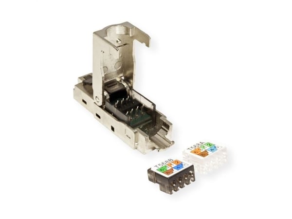 Value 26.99.0371, RJ-45, Sølv, Polykarbonat (PC), Zink, Cat6e, Gull, ISO/IEC11801, IEC60603-7
