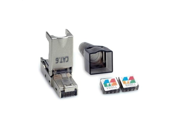 Value 26.99.0371, RJ-45, Sølv, Polykarbonat (PC), Zink, Cat6e, Gull, ISO/IEC11801, IEC60603-7