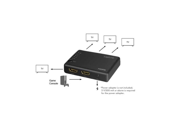 LogiLink HD0036, HDMI, 4x HDMI, Sort, Akrylonitril-butadien-styren (ABS), 340 MHz, DTS, DTS-HD Master Audio, Dolby Digital, Dolby TrueHD