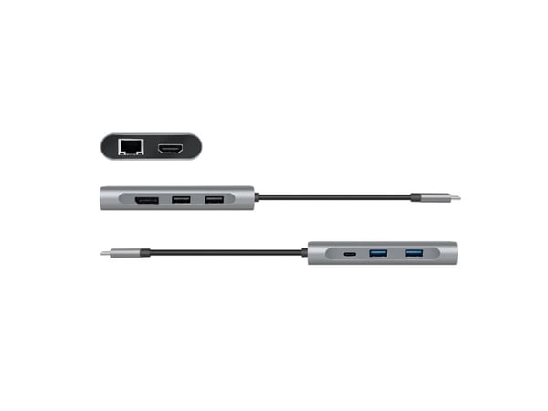 LogiLink UA0382, Ledningsført, USB 3.2 Gen 1 (3.1 Gen 1) Type-C, 100 W, 10,100,1000 Mbit/s, Sølv, 5000 Gbit/sek.