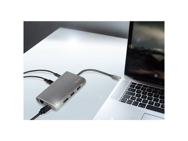 LogiLink UA0382, Ledningsført, USB 3.2 Gen 1 (3.1 Gen 1) Type-C, 100 W, 10,100,1000 Mbit/s, Sølv, 5000 Gbit/sek.