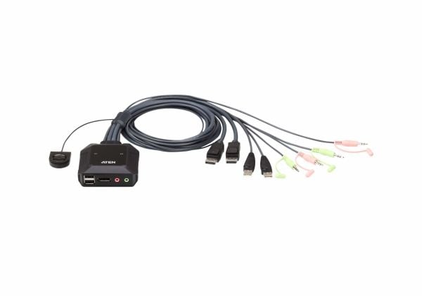 ATEN CS22DP - KVM / lyd / USB-svitsj - 2 x KVM/lyd/USB - 1 lokalbruker - stasjonær