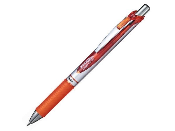 Pentel EnerGel Xm, Uttrekkbar gelépenn, Oransje, Sølv, Oransje, Plast, Gummi, Rund, 0,35 mm
