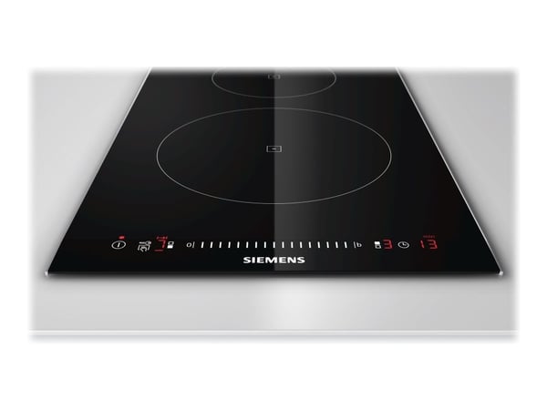 Siemens iQ100 EH375FBB1E - Induksjonskomfyrtopp - 2 plater - Nisje - bredde: 27 cm - dybde: 49 cm - med sidepynt av rustfritt stål, - med fasettert...