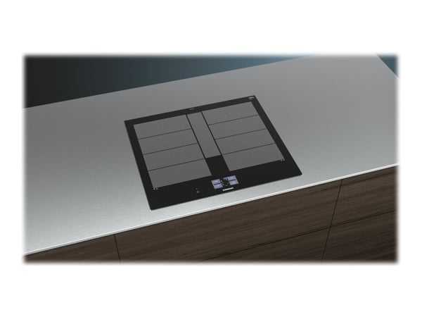 Siemens iQ700 EX675JYW1E - Induktionshäll - 4 kokplattor - Fördjupning - bredd: 56 cm - djup: 49 cm - med sidokanter i rostfritt stål - svart