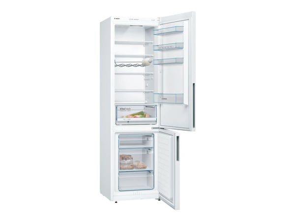 Bosch Serie | 4 KGV39VWEA - Kjøleskap/fryser - bunnfryser - bredde: 60 cm - dybde: 65 cm - høyde: 201 cm - 343 liter - Klasse E - hvit