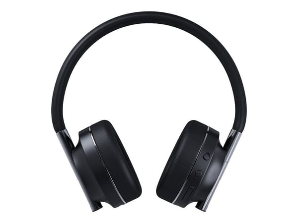 Happy Plugs Play - Hodetelefoner med mikrofon - full størrelse - Bluetooth - trådløs, kablet - 3,5 mm jakk, USB-C - lydisolerende - svart