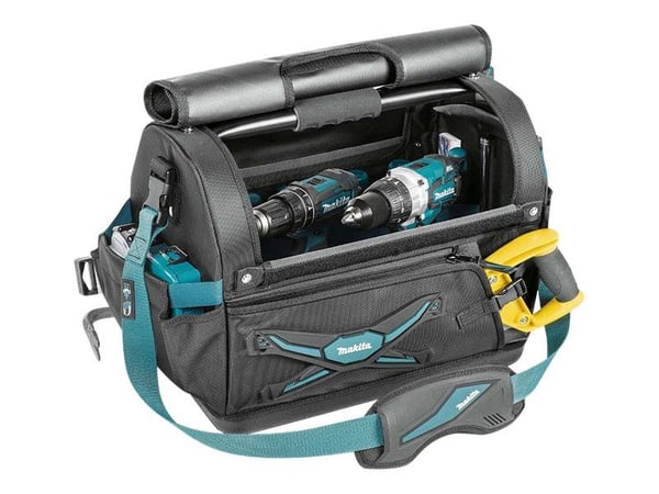 Makita Werkzeugkoffer E-05446, Musta, Sininen, Muovi, Polyesteri, Terästä, 9 taskua, Kestää hankausta, Vedenkestävä, 310 mm, 490 mm