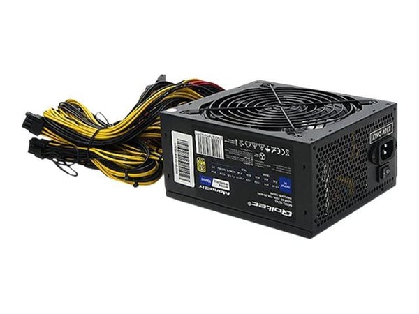 Qoltec Bitcoin Miner 1600W - Strømforsyning (intern) - ATX - 80 PLUS Gold - AC 230 V - 1600 Watt - aktiv PFC - sort