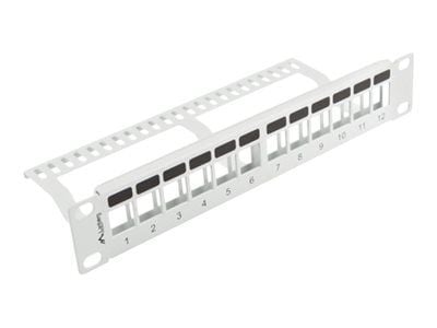 Lanberg PPKS-9112-S - Pluggbord (blankt) - rackmonterbar - grå - 1U - 10" - 12 porter