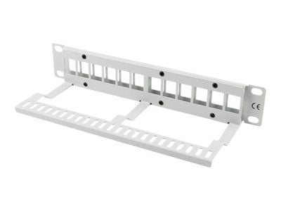 Lanberg PPKS-9112-S - Pluggbord (blankt) - rackmonterbar - grå - 1U - 10" - 12 porter