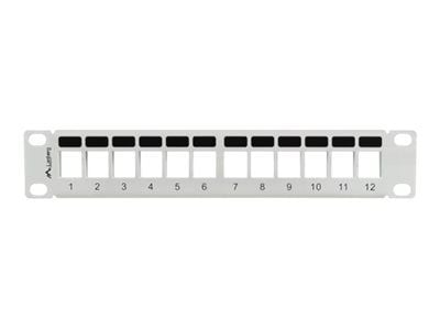 Lanberg PPKS-9112-S - Pluggbord (blankt) - rackmonterbar - grå - 1U - 10" - 12 porter