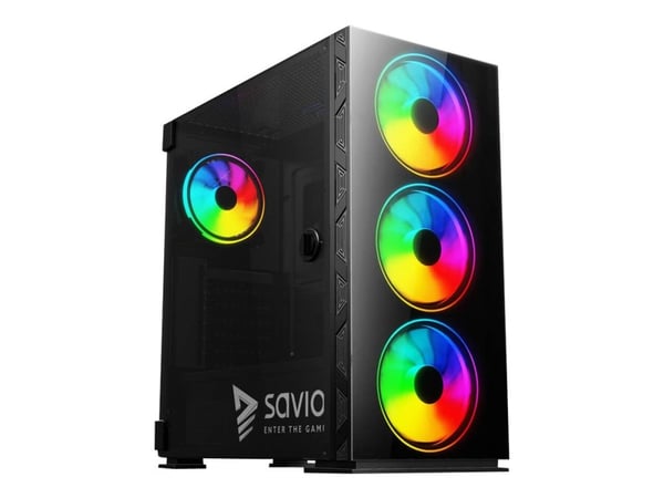 SAVIO Prime X1 ARGB - Mid tower - utvidet ATX (E-ATX) - sidepanel med vindu (herdet glass) - ingen strømforsyning - USB/lyd