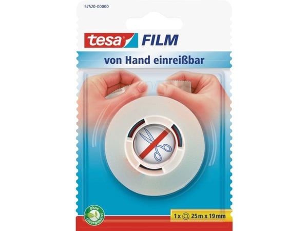 TESA 57520, 25 m, läpinäkyvä, polypropyleeni (PP), 19 mm, läpipainopakkaus, 1 kpl