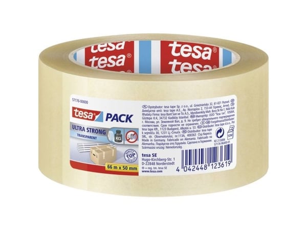 Tesapack Ultra Strong - Pakketape - 50 mm x 66 m - PVC - transparent