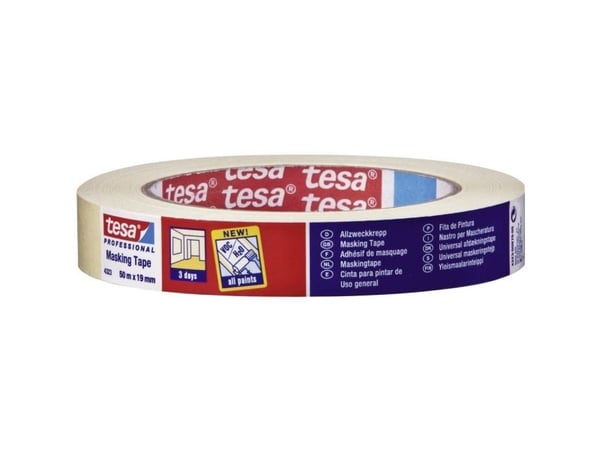 Tesa 4323 - Maskeringstape - 50 mm x 50 m - lett kreppet papir - lys beige