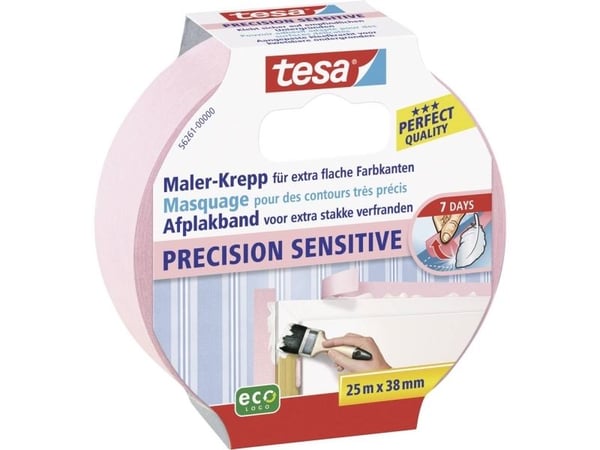 TESA 56261, For malere, Papir, Rosa, Acryl maling, Alkydmaling, Lateksmaling, 7 dager, 25 m